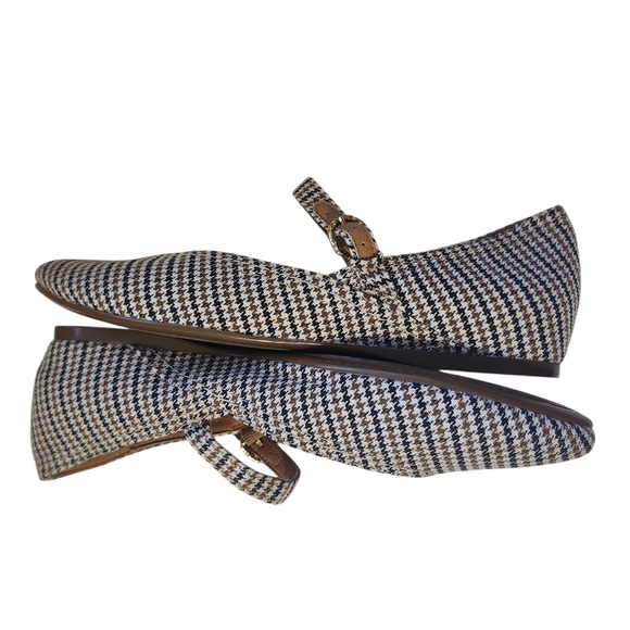 Lucky Brand Sz 6.5 Mary Jane Flats Houndstooth Office Siren Preppy Retro Boho - Picture 6 of 10